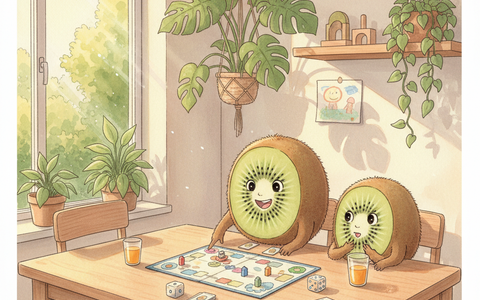 Famille kiwi jouant ensemble à un jeu de société autour d'une table — Petit Kiwi, seconde main pour enfants à Eghezée, Belgique