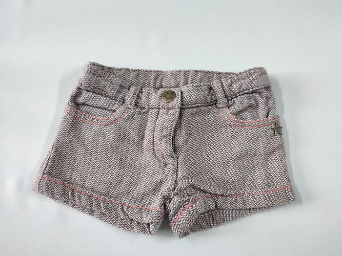 Short tweed brun/blanc bouton étoile, moins cher chez Petit Kiwi
