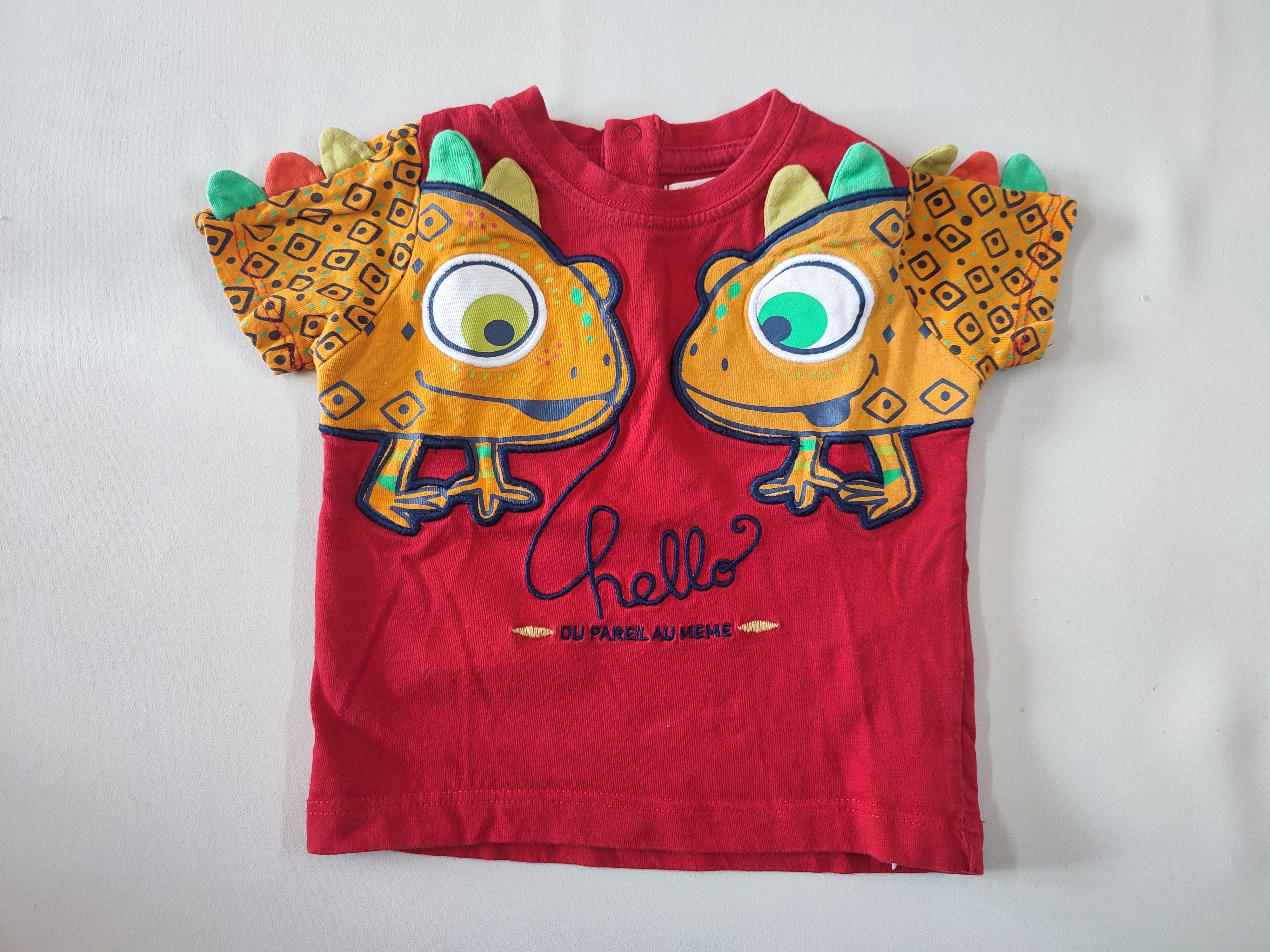 T-shirt m.c rouge lézards oranges 