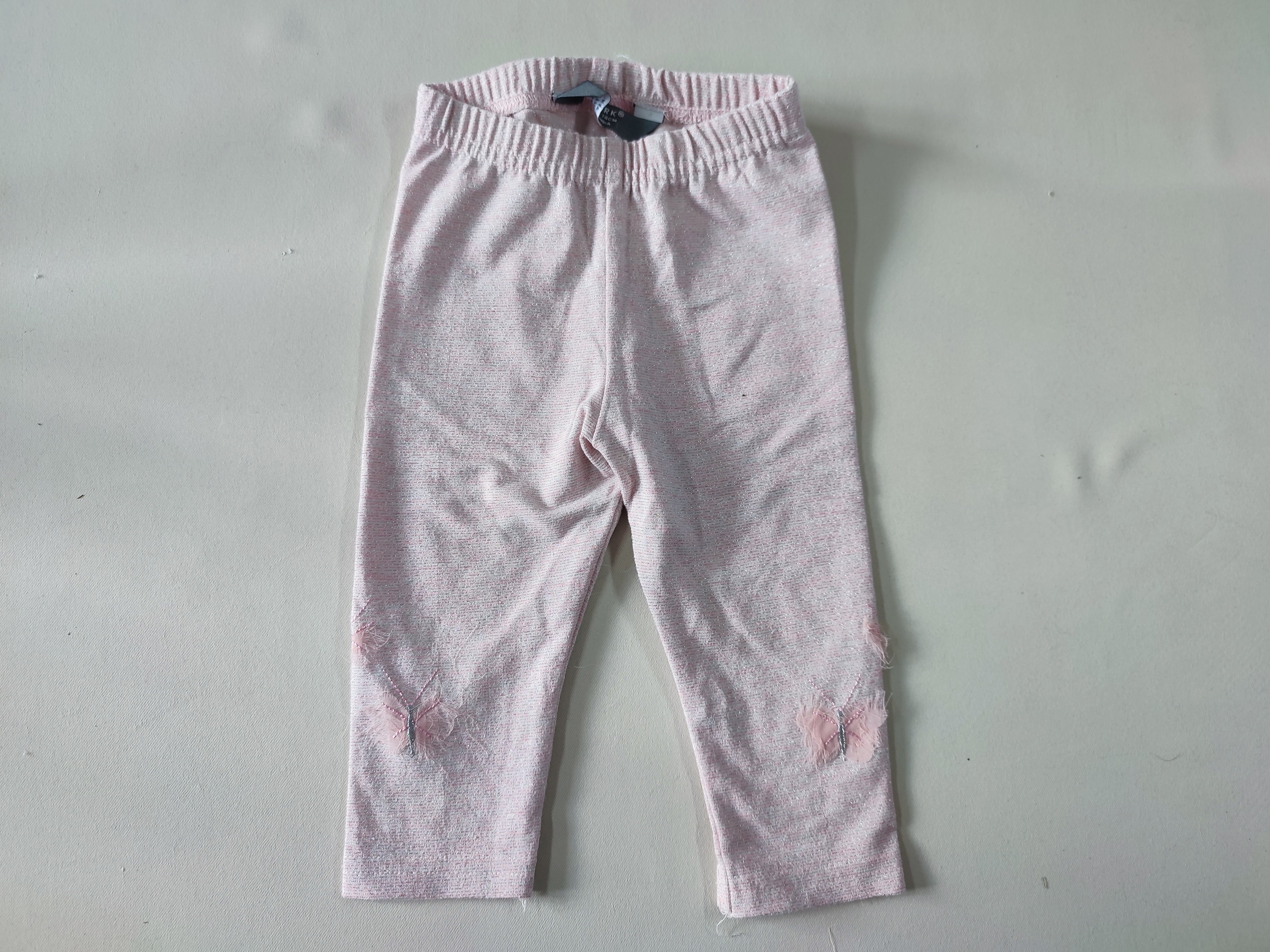 Legging rose clair fil irisé papillons
