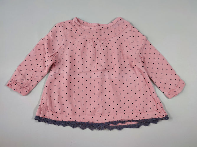 Blouse m.l rose à pois noirs, moins cher chez Petit Kiwi