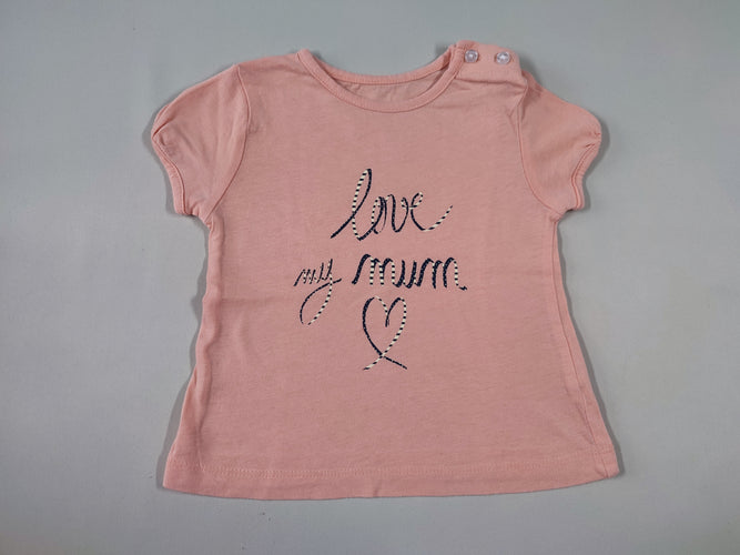 T-shirt m.c rose "Love my mum", moins cher chez Petit Kiwi