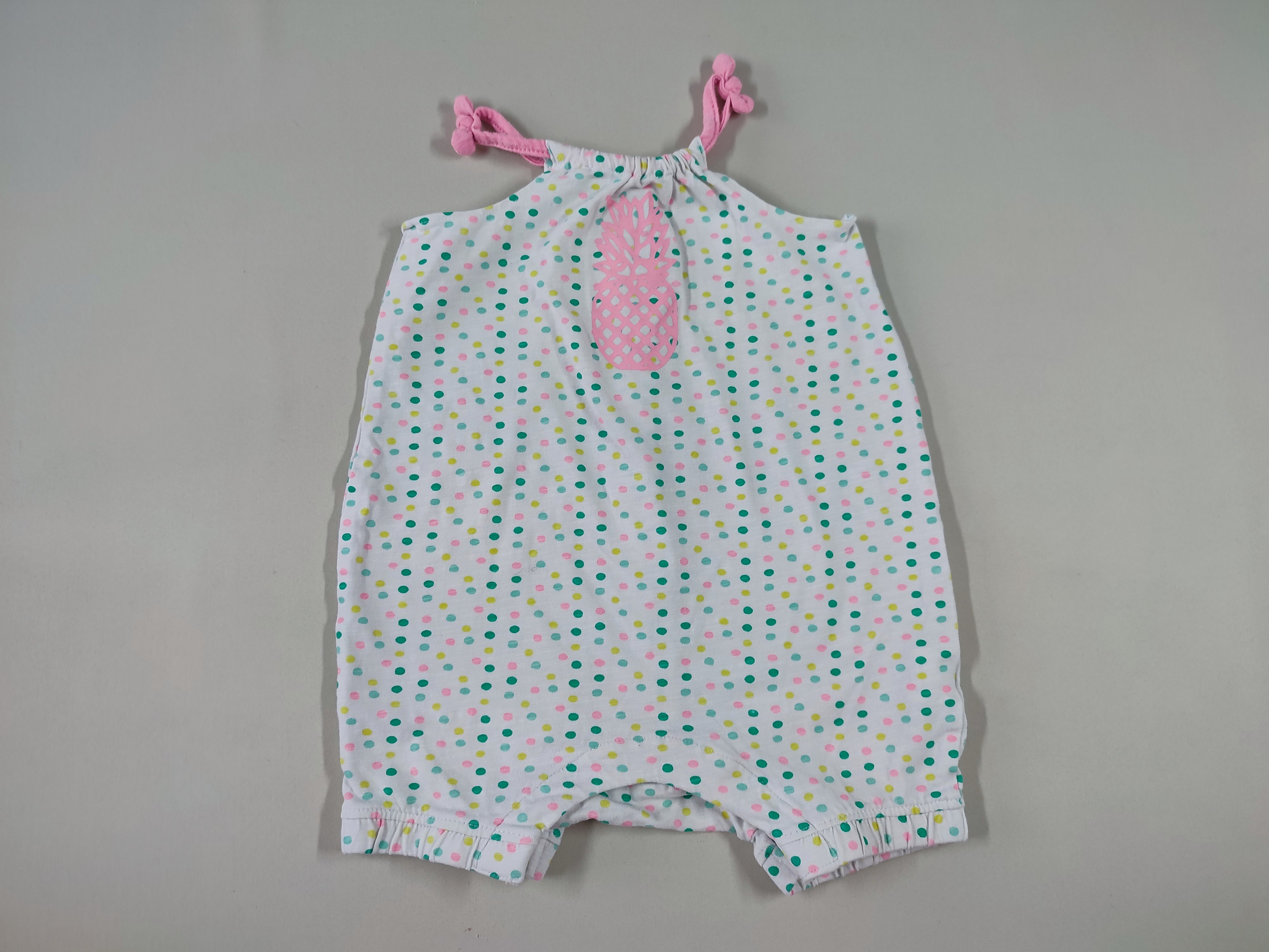 Combishort fines bretelles jersey blanc à pois multicolores