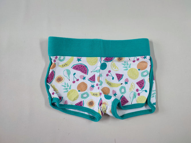 Short molleton blanc fruits élastique vert, moins cher chez Petit Kiwi