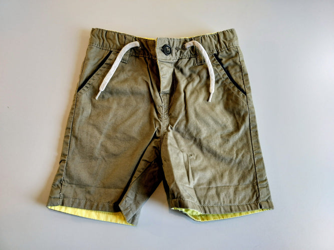 Bermuda réversible kaki/ jaune, moins cher chez Petit Kiwi
