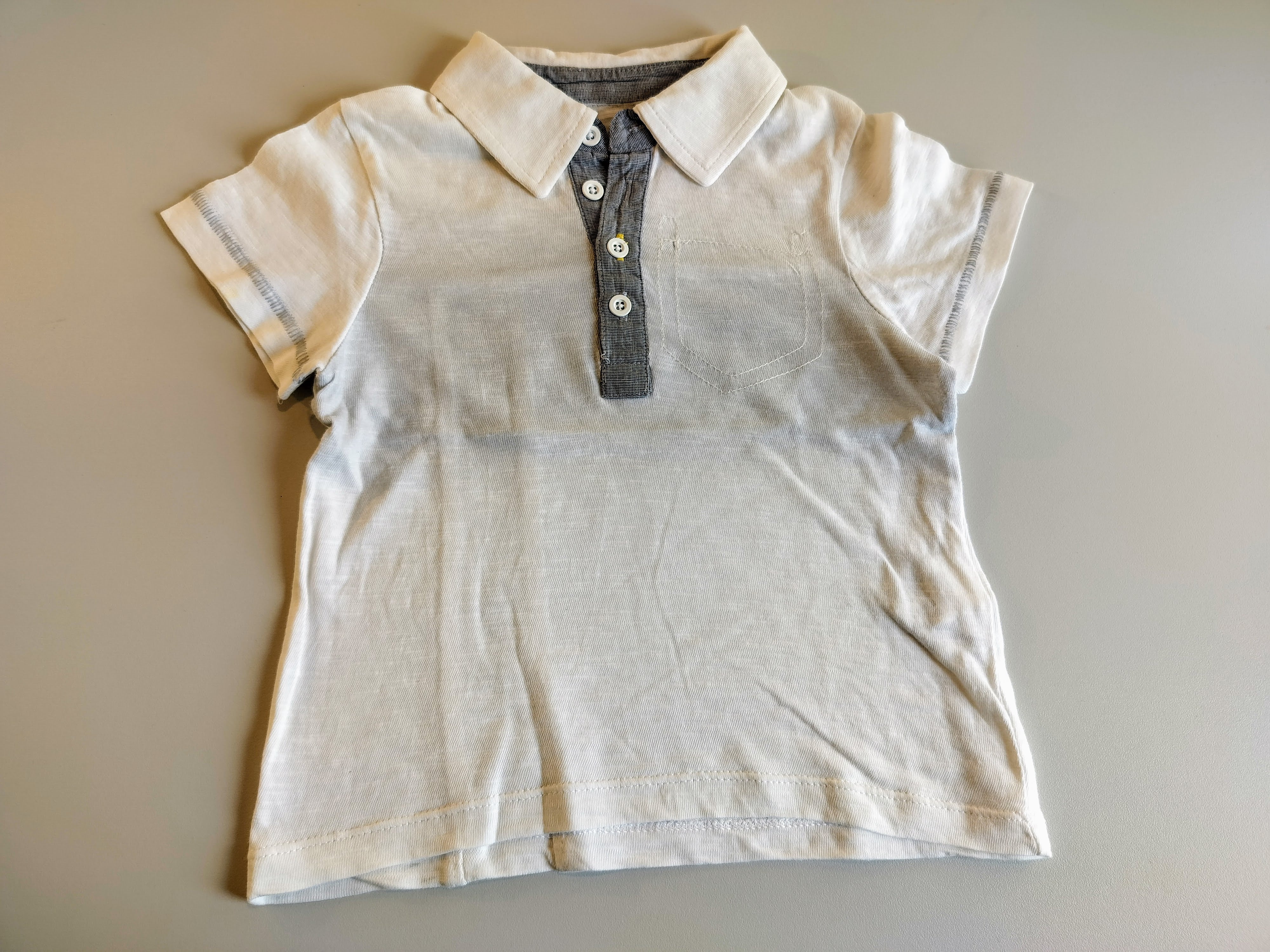 Polo blanc flammé, gris en jersey