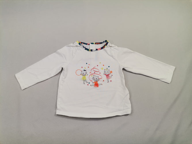 T-shirt m.l chat tulle pailléte bouton pression dos-Petite tache manche, moins cher chez Petit Kiwi