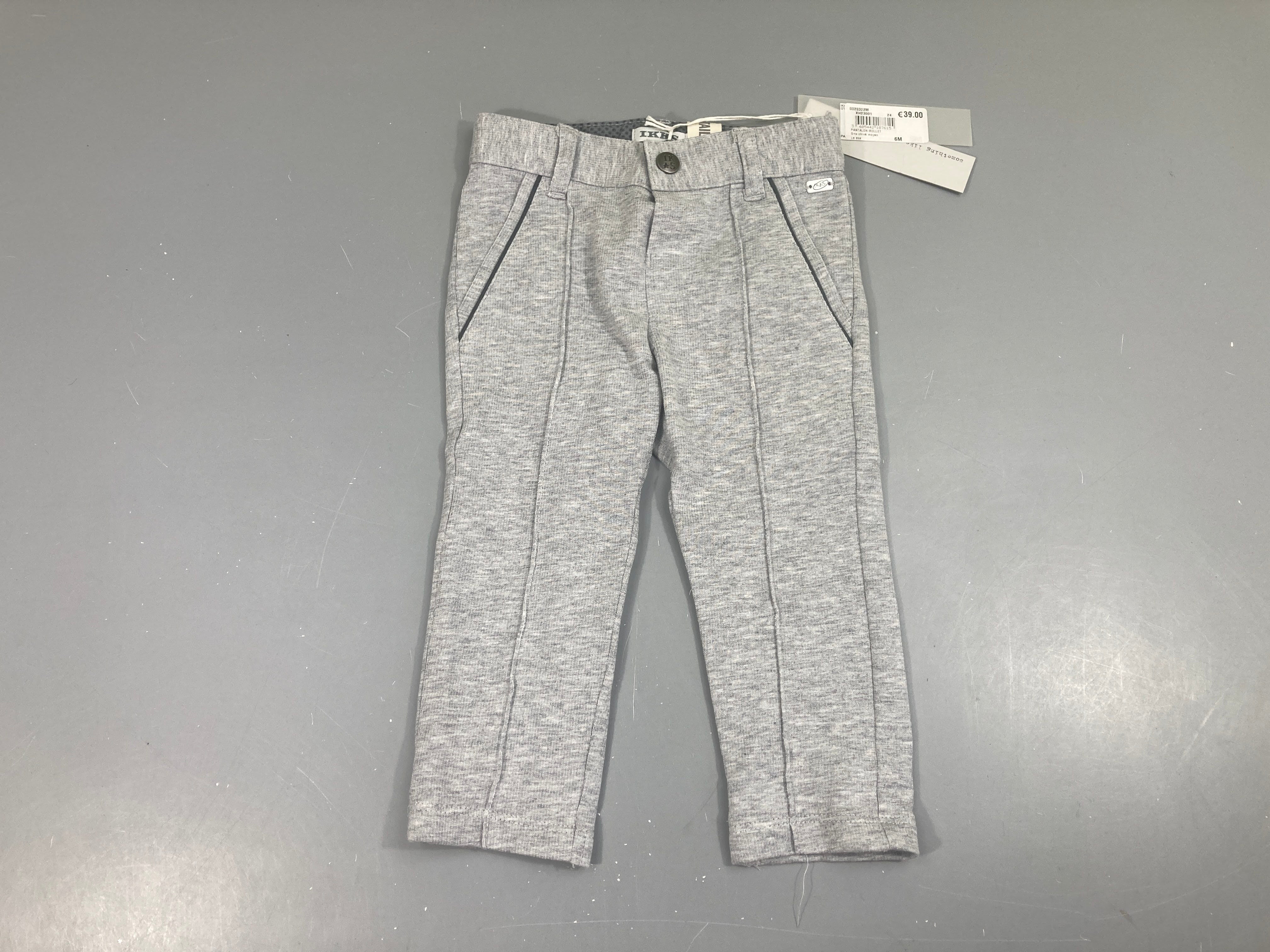 Neuf-Pantalon mollet gris chiné Taille ajustable