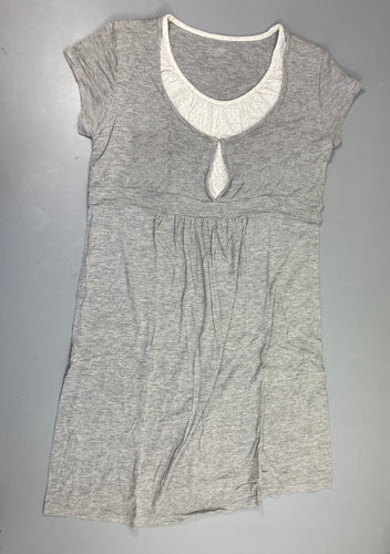 Robe de nuit m.c gris chiné blanc pois buste Boulochée, moins cher chez Petit Kiwi