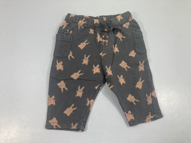 Pantalon molleton brun foncé lapins, moins cher chez Petit Kiwi