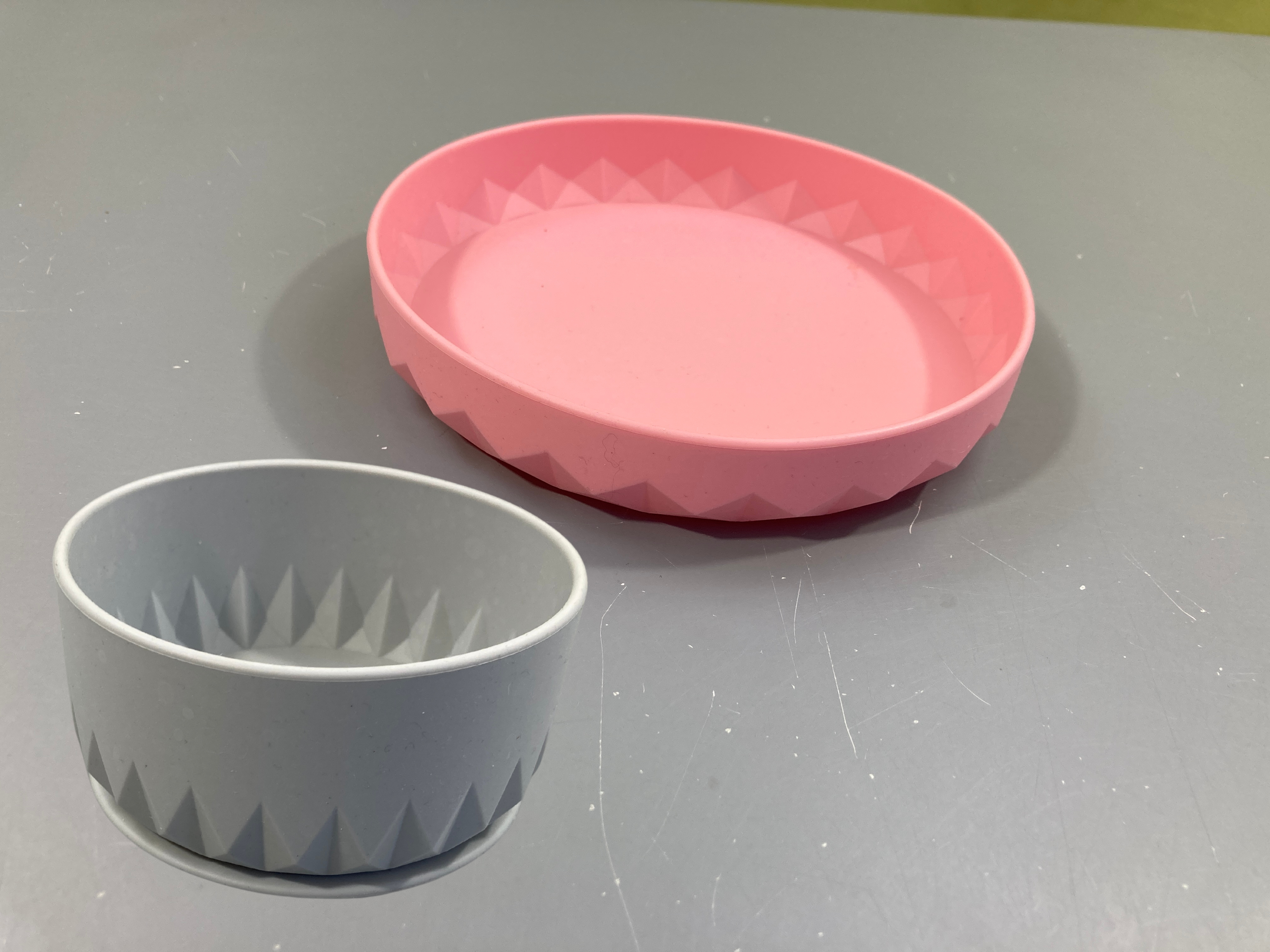 Set repas 2 pièces en silicone Origami - Rose/gris