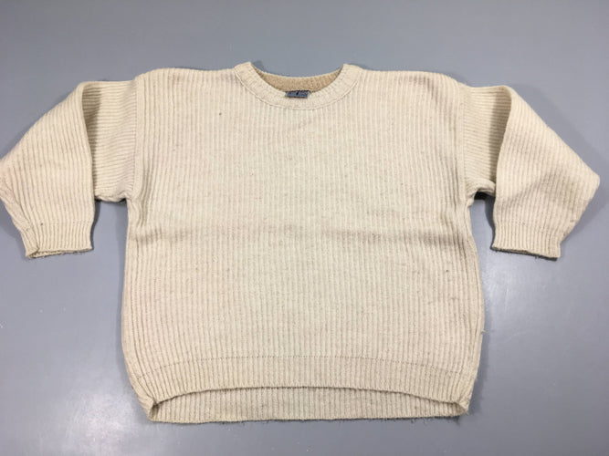 Pull écru côtelé 70%laine, moins cher chez Petit Kiwi