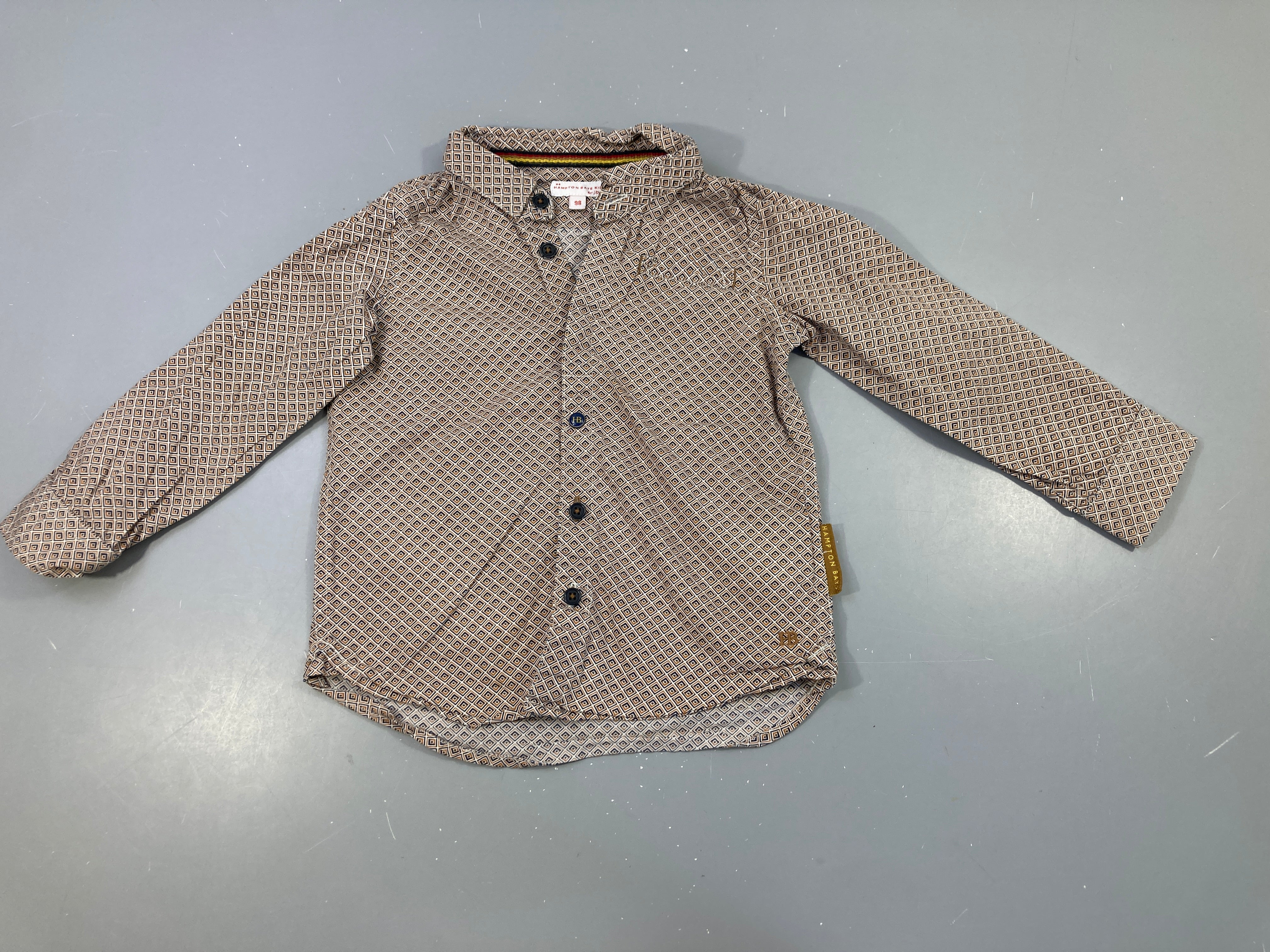 Chemise m.l losanges brun-bleu