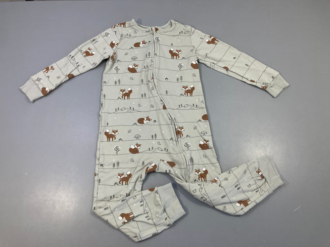 Combinaison jersey  renards eucalyptus, moins cher chez Petit Kiwi