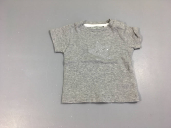 T-shirt m.c gris chiné étoiles irisée, moins cher chez Petit Kiwi