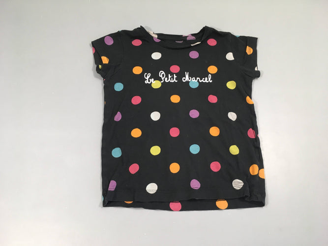 T-shirt m.c noir pois couleurs Le Petit Marcel, moins cher chez Petit Kiwi