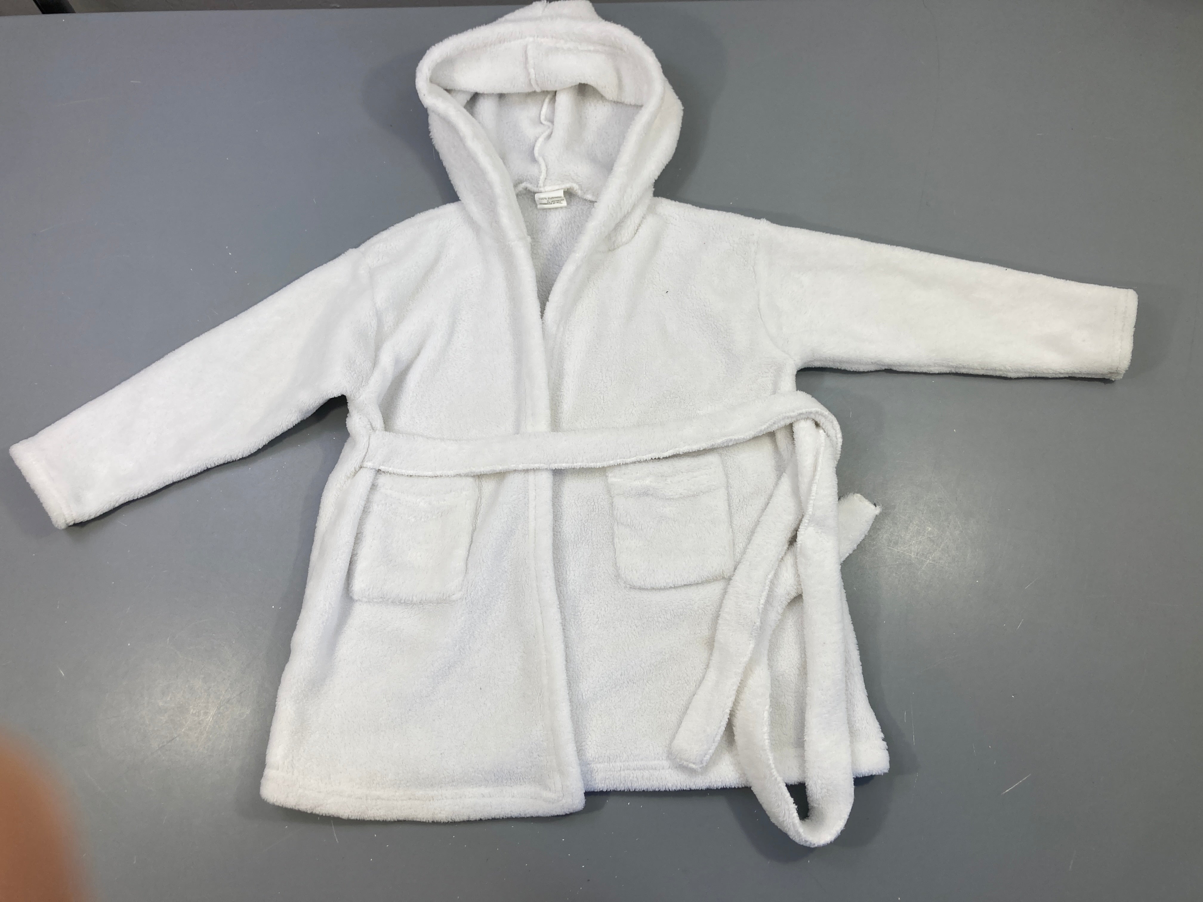 Peignoir velours à capuche blanc
