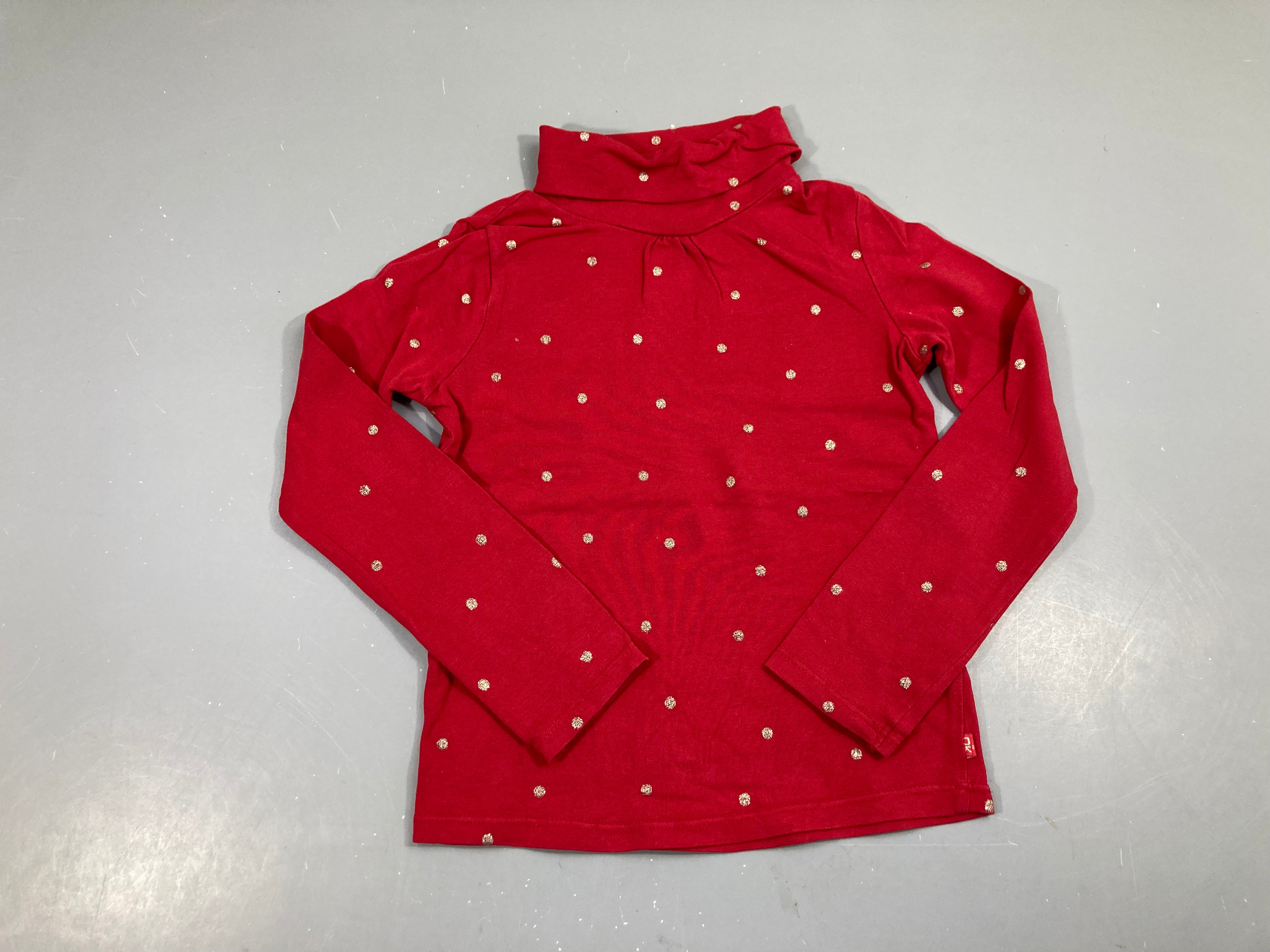 T-shirt m.l rouge pois dorés
