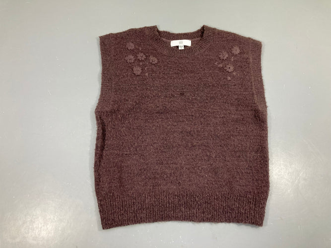Pull s.m mauve irisé fleurs brodées bouloché, moins cher chez Petit Kiwi