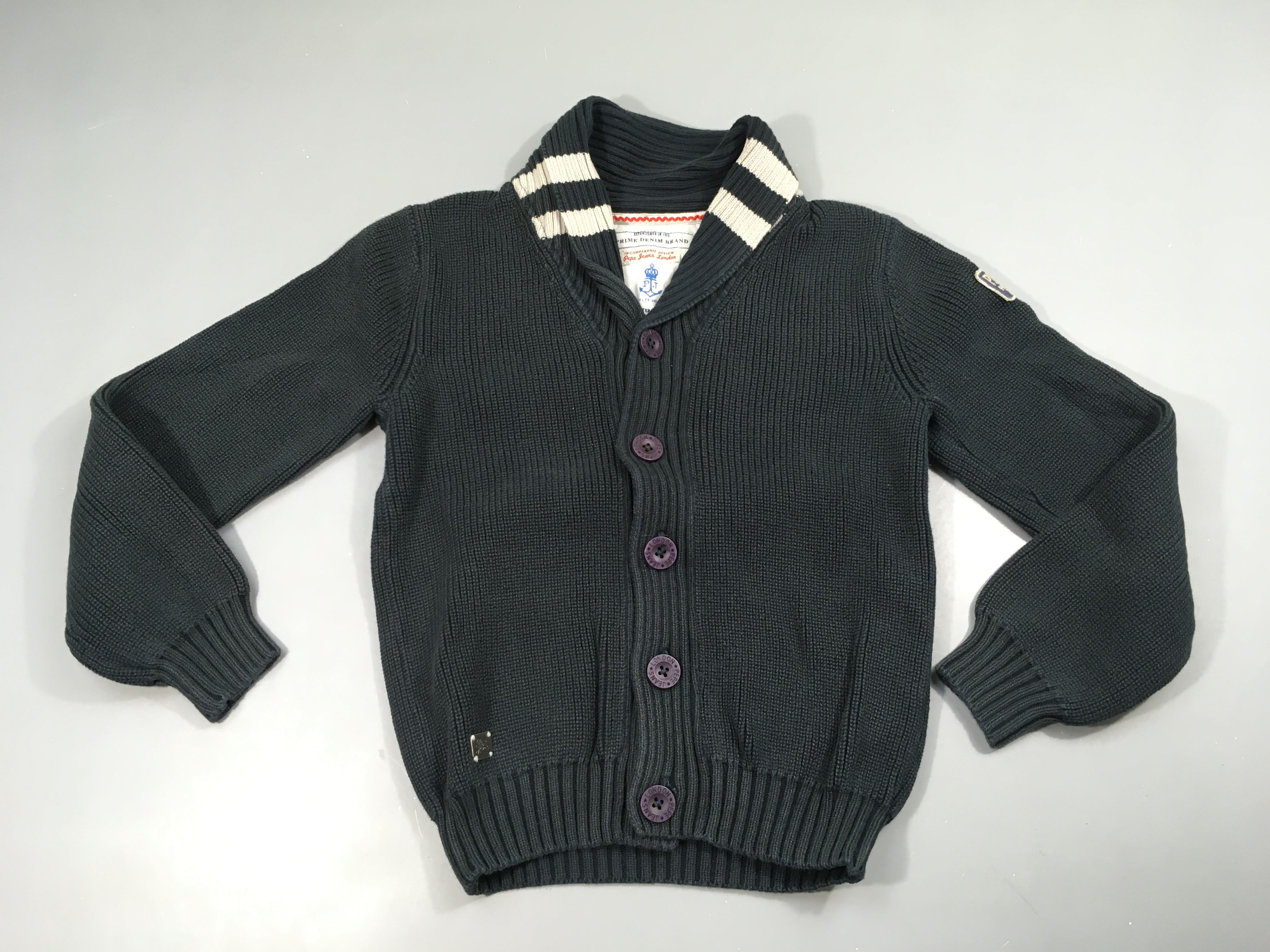 Gilet col châle bleu foncé
