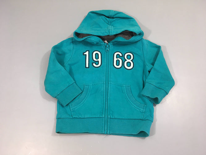 Sweat zippé à capuche vert 1968, moins cher chez Petit Kiwi