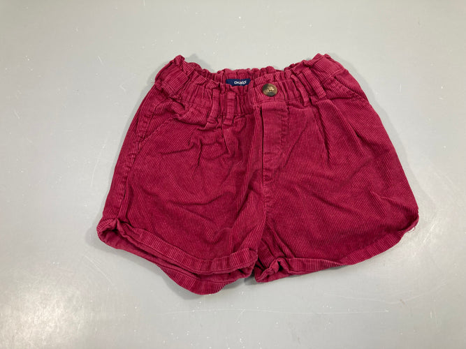 Short velours côtelé bordeau, moins cher chez Petit Kiwi