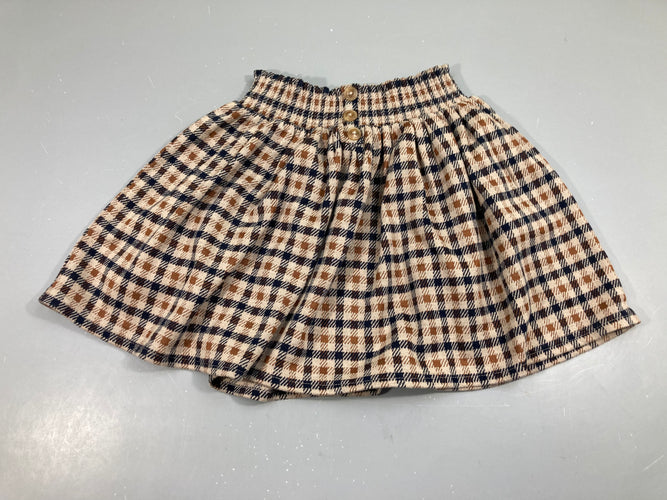 Jupe stule flanelle à carreaux beige-brun-bleu taille élastique, moins cher chez Petit Kiwi