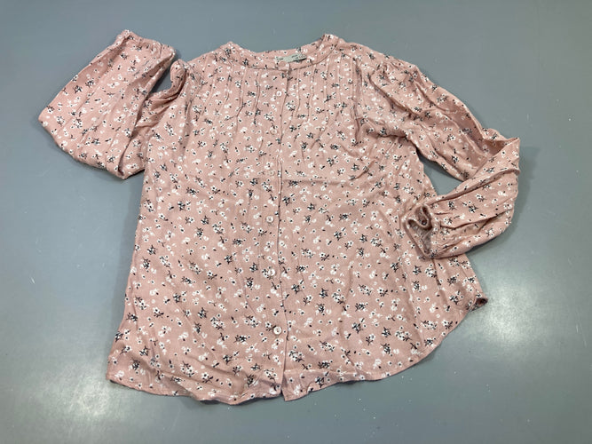 Blouse ml rose clair à fleurs blanches, moins cher chez Petit Kiwi