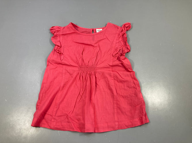 Blouse m.c rose, volants aux manches, moins cher chez Petit Kiwi
