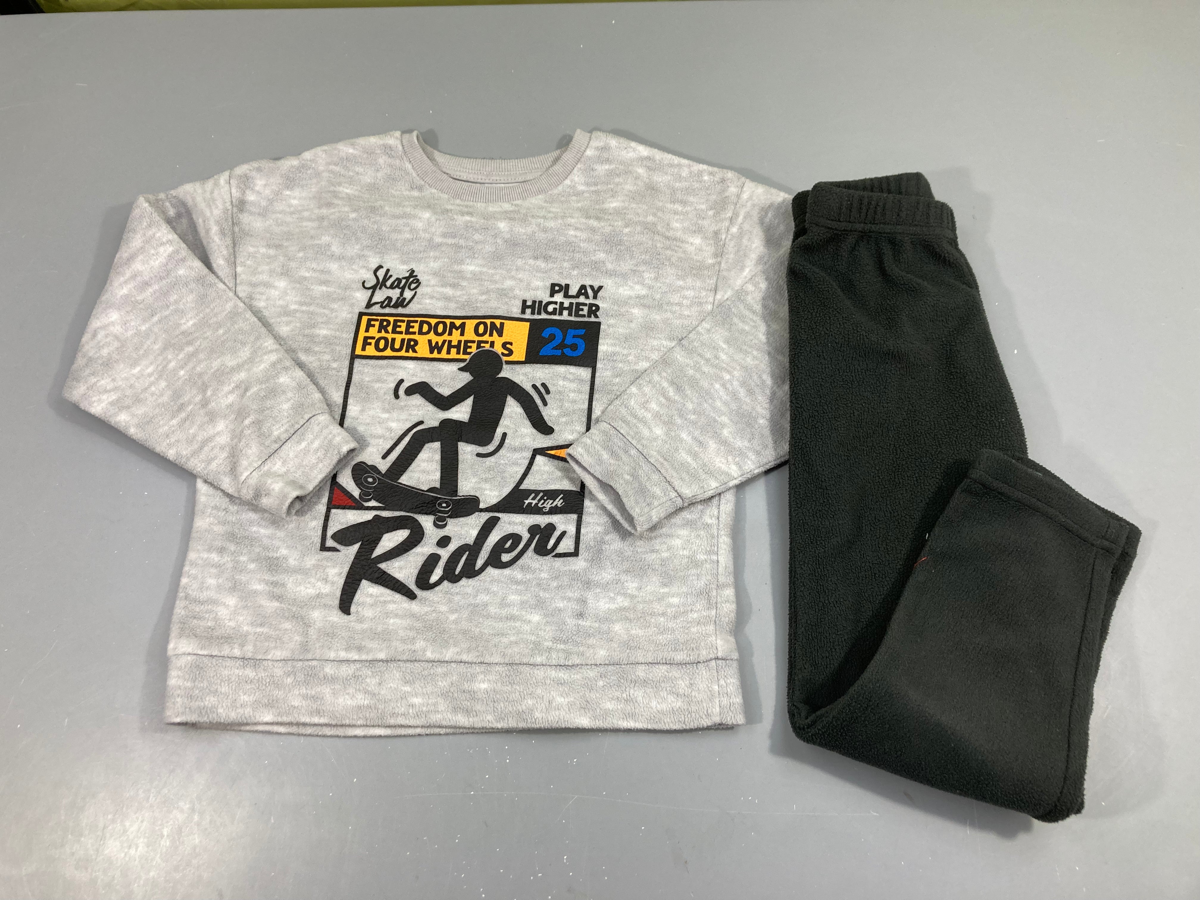 Pyjama 2pcs velours gris clair/foncé Rider