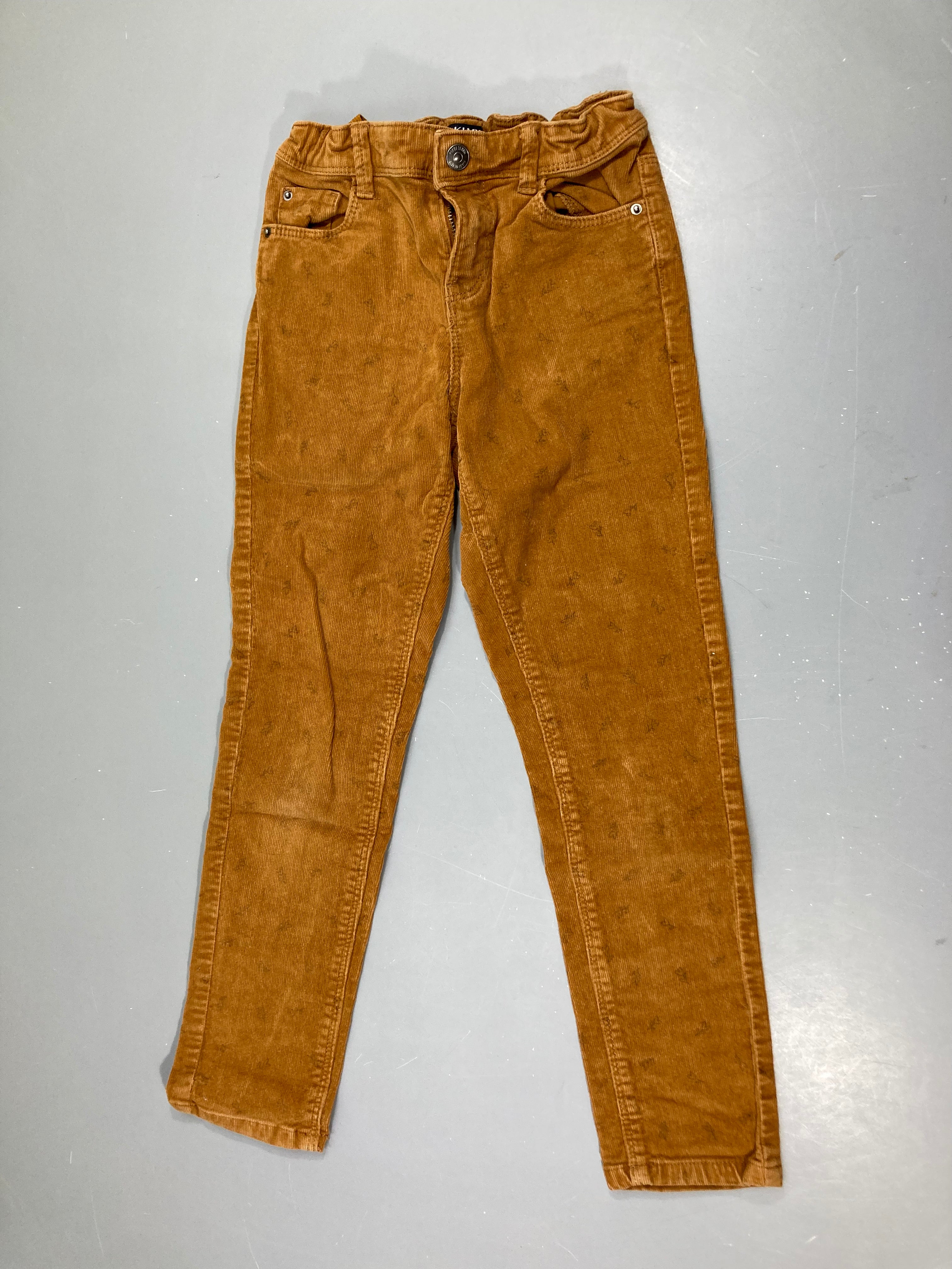 Pantalon velours ocre motifs léger fleurs