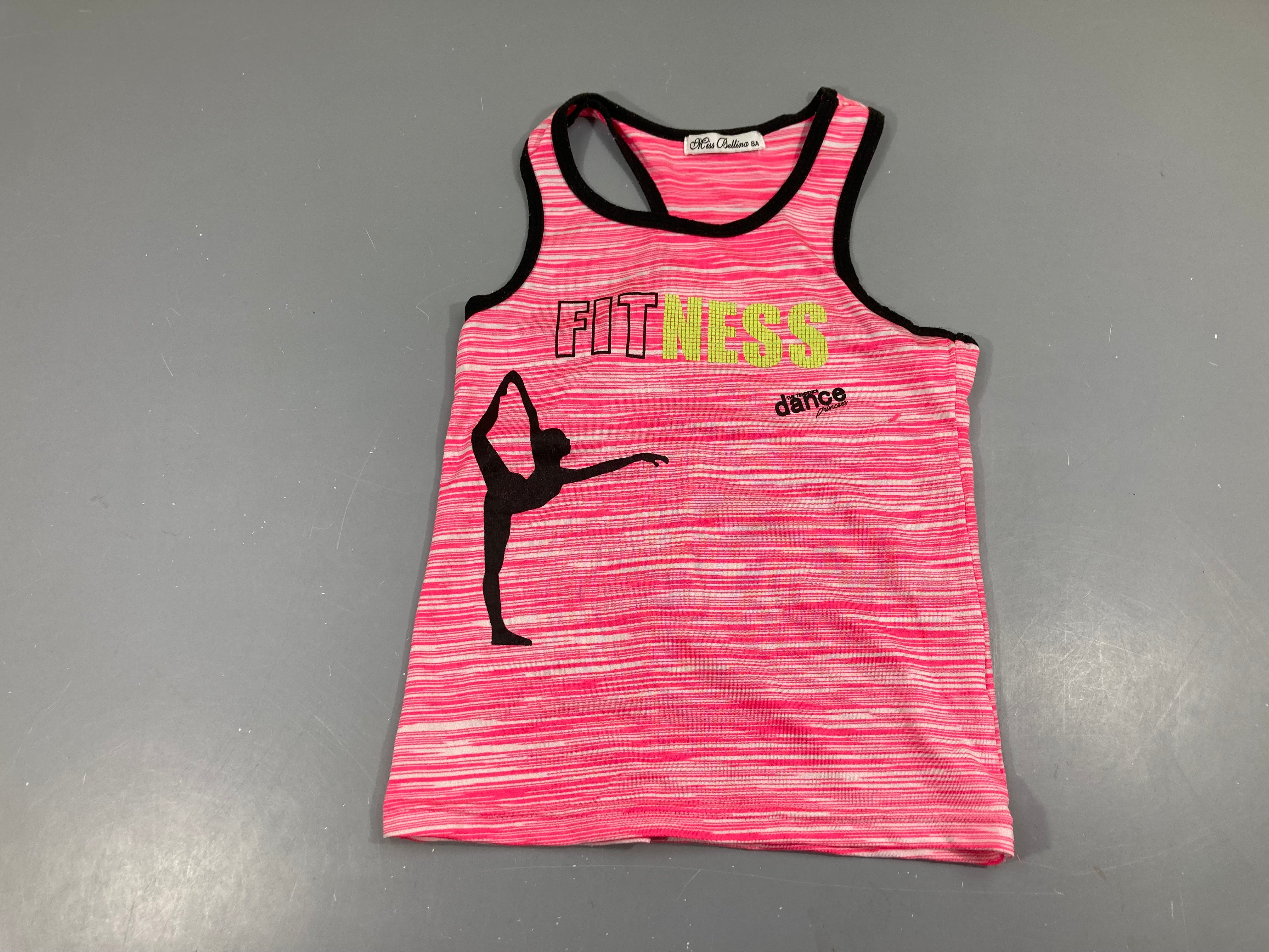 Débardeur de sport rose flammé blanc FitNess dance