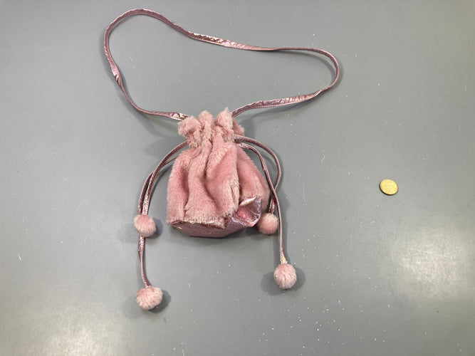 Sac peluche rose clair, fils argentés, moins cher chez Petit Kiwi
