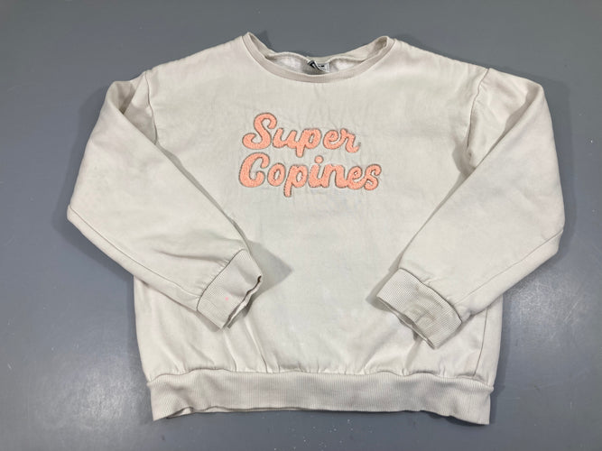 Sweat blanc Super Copines Tache manche, moins cher chez Petit Kiwi