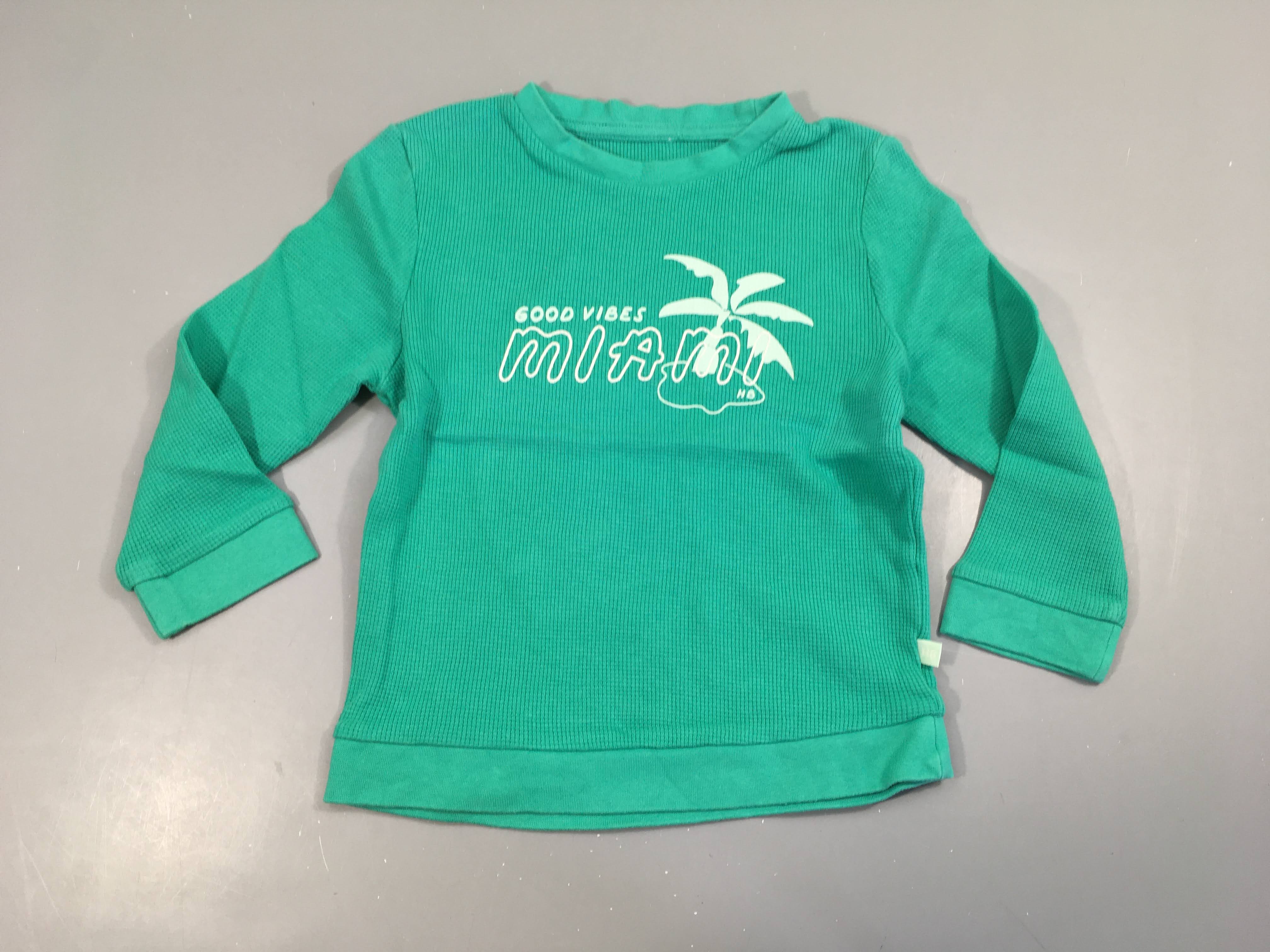 T-shirt m.l texturé vert