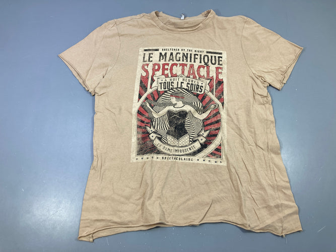 T-shirt m.c beige spectacle, petit trou au col, moins cher chez Petit Kiwi