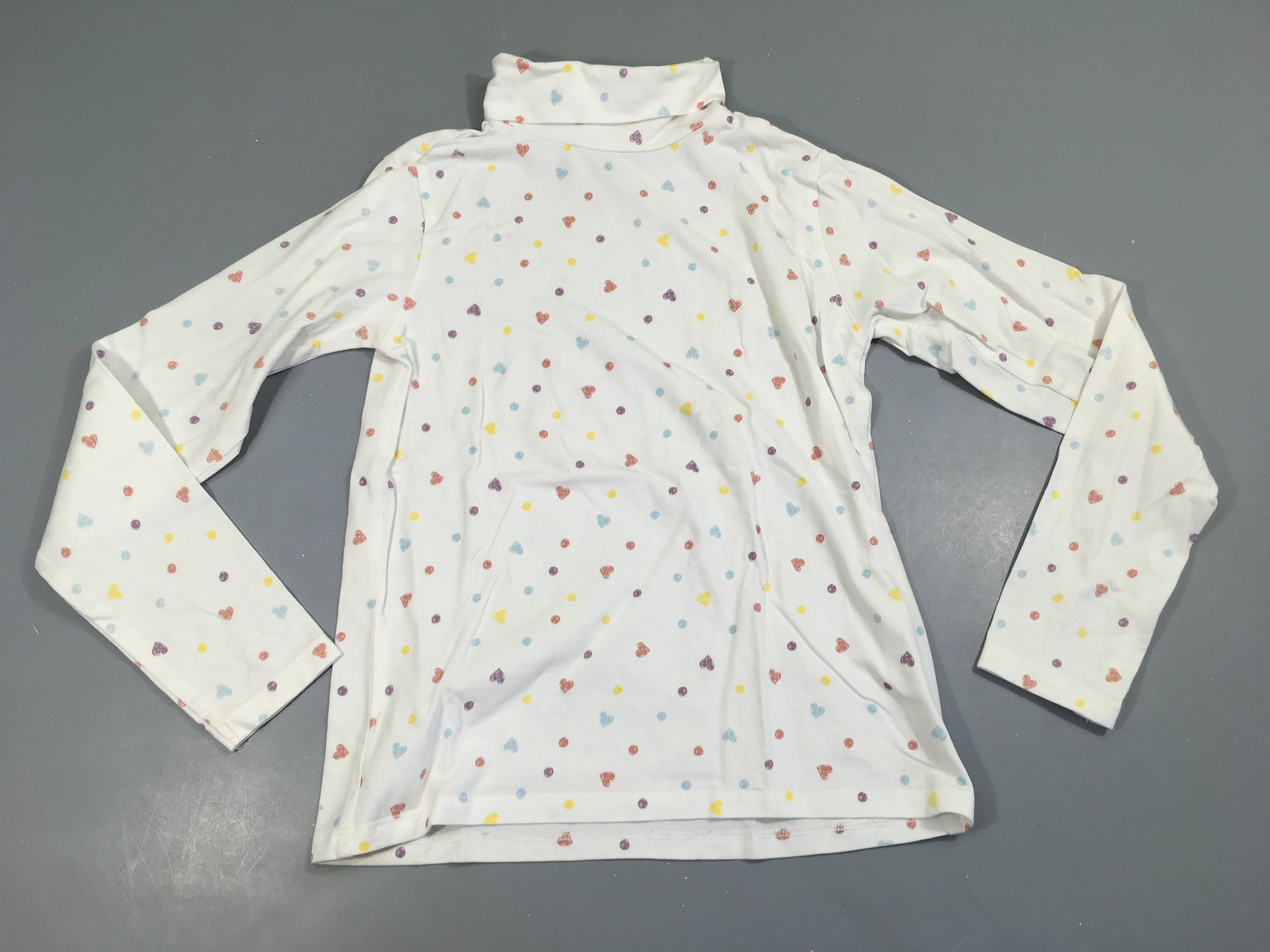T-shirt m.l col roulé blanc pois couleurs