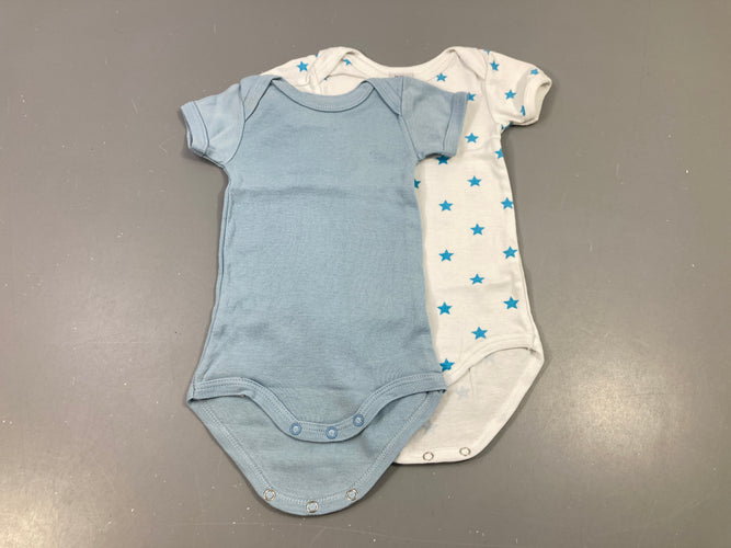 Lot de 2 bodies m.c bleu clair, blanc avec étoiles, moins cher chez Petit Kiwi