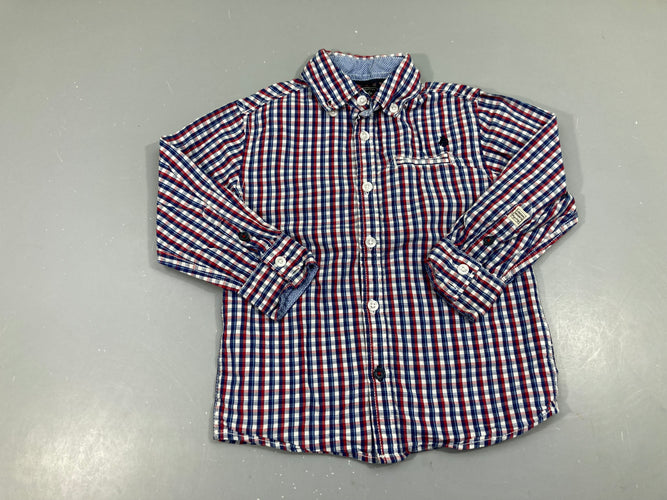 Chemise m.l à carreaux blanc-bleu-rouge, moins cher chez Petit Kiwi