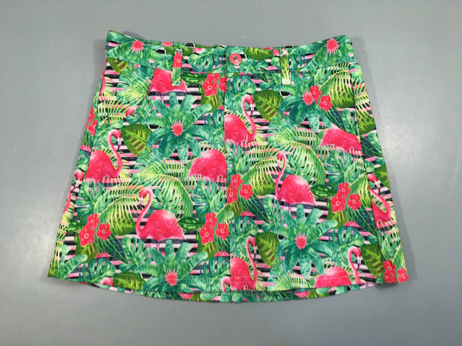 Jupe vert flaments roses, moins cher chez Petit Kiwi