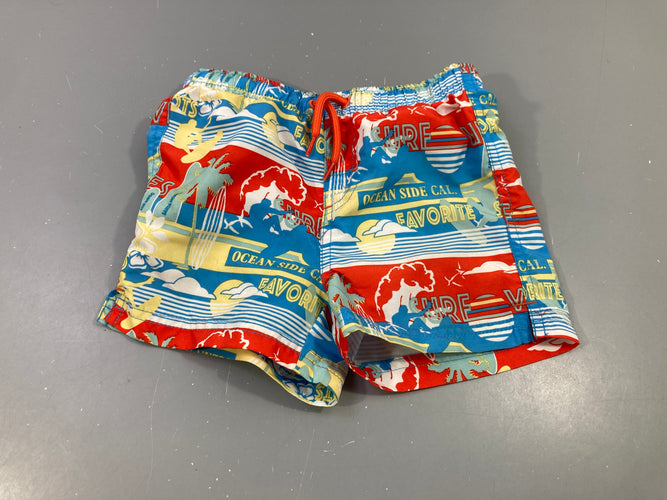 Maillot short motifs bleu,jaune,rouge, moins cher chez Petit Kiwi