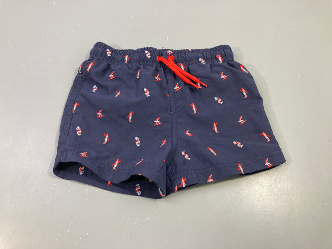 Maillot short bleu foncé broderies surf, moins cher chez Petit Kiwi
