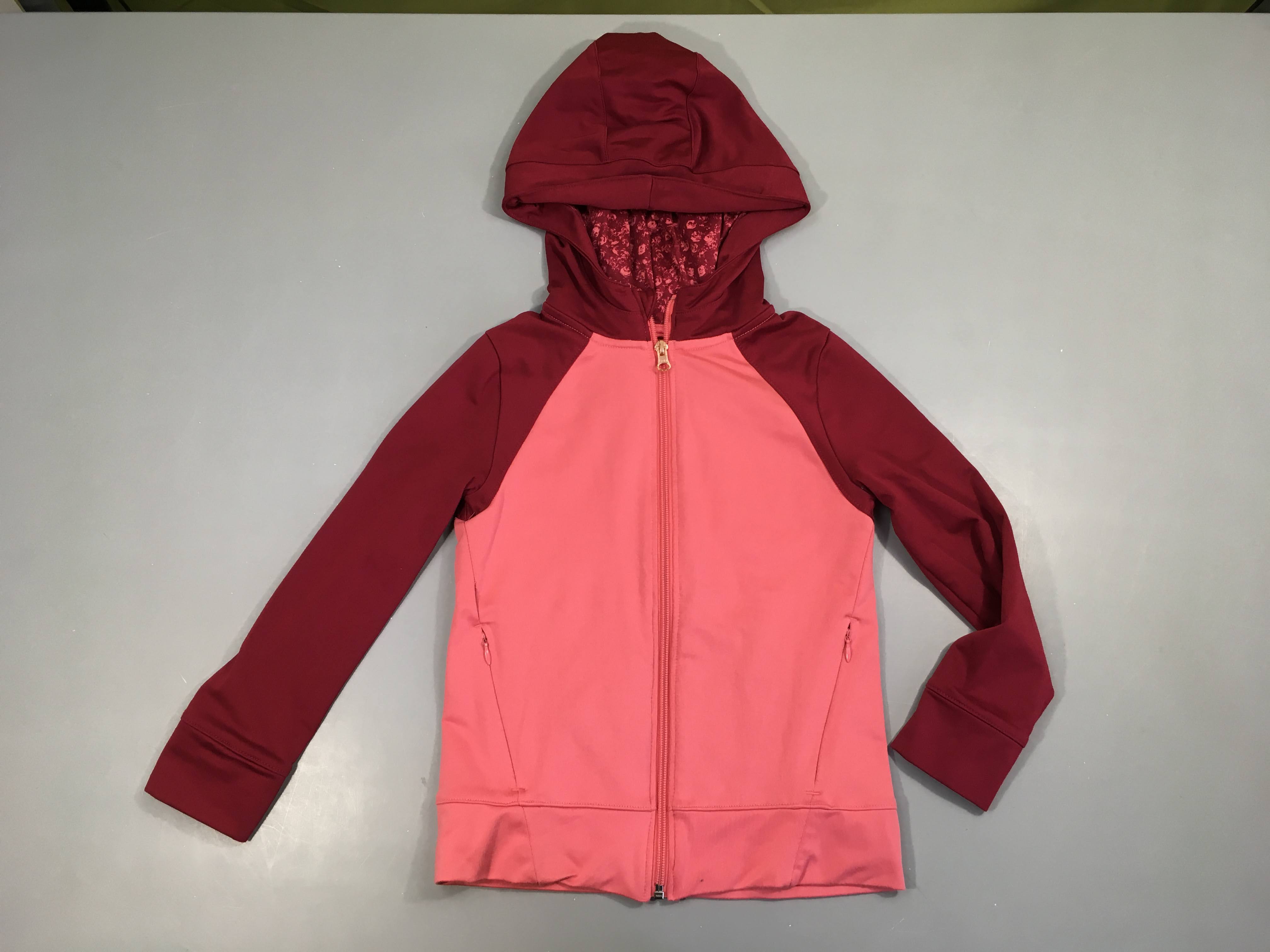 Survêtement  zippé rose-foncéà capuche  Légèrement bouloché