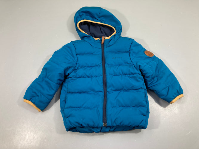 Doudoune light à capuche bleue Quechua, moins cher chez Petit Kiwi
