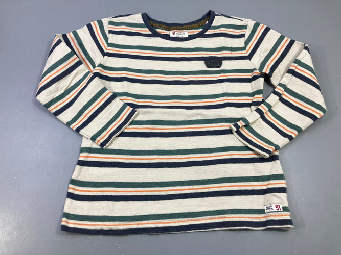 T-shirt m.l rayé blanc casse,bleu,vert,orange, moins cher chez Petit Kiwi