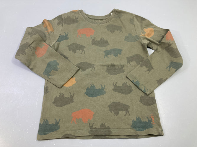 T-shirt m.l kaki motifs bisons, moins cher chez Petit Kiwi