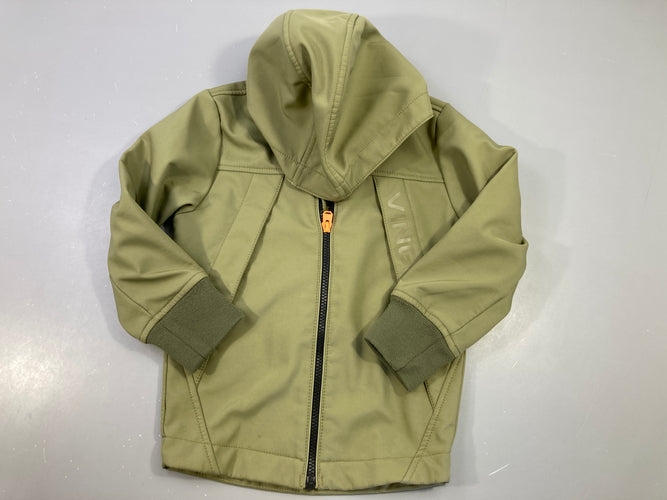Veste zippée à capuche kaki doublée polar, moins cher chez Petit Kiwi