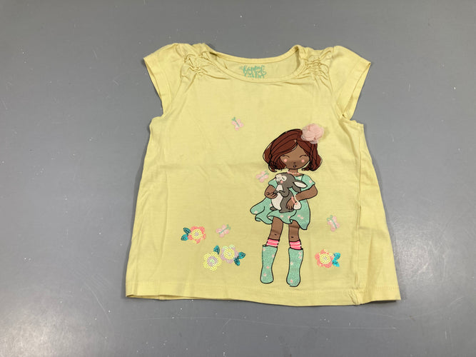 T-shirt m.c jaune filette sequins, moins cher chez Petit Kiwi