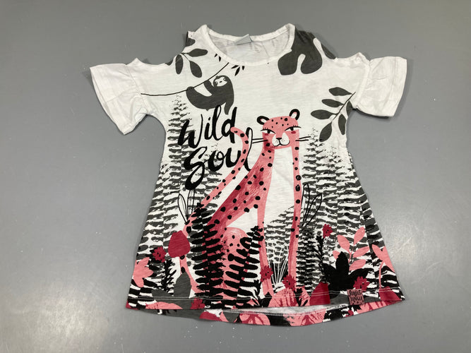 Blouse/Tunique épaules dégagées blanc félins, moins cher chez Petit Kiwi