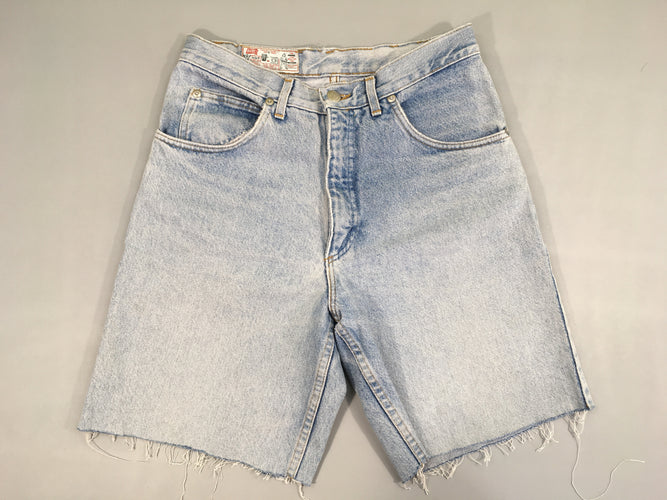 Bermuda en jean clair effet effiloché, T36, moins cher chez Petit Kiwi